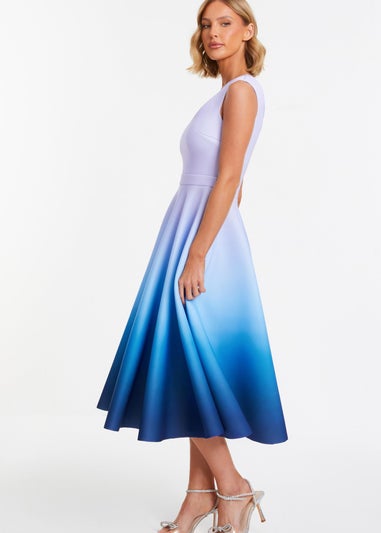 Quiz Blue Ombre Midi Skater Dress