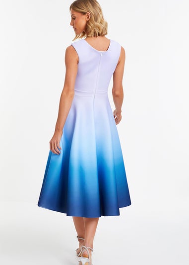 Quiz Blue Ombre Midi Skater Dress