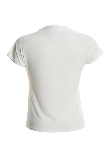 Quiz White Wrap High Neck Top