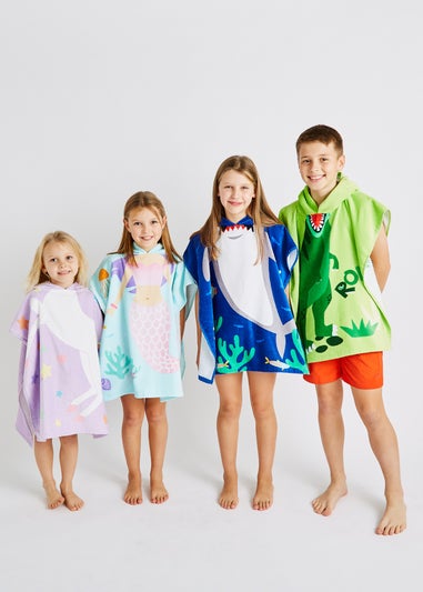 Catherine Lansfield Lilac Kids Unicorn Hooded Towel Poncho