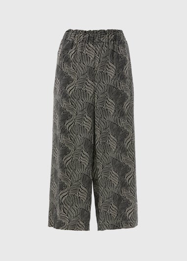 Black Printed Viscose Wide Leg Trousers