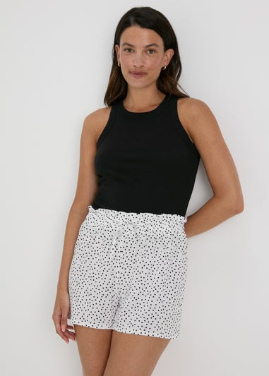 White Polka Dot Viscose Shorts