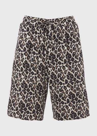 Brown Leopard Print Bermuda Shorts