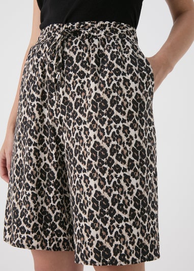 Brown Leopard Print Bermuda Shorts