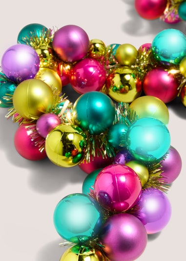 Joyful Pre Lit Multi Colour Bauble & Tinsel Garland