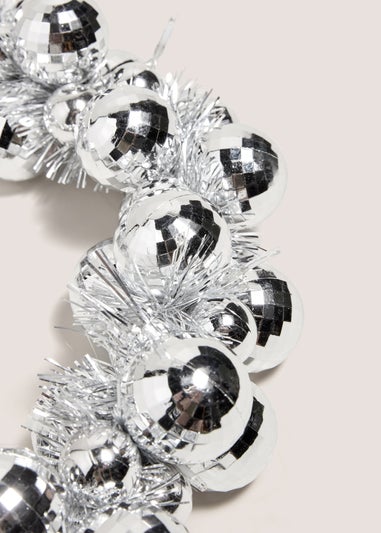 Joyful Silver Disco Pre Lit Bauble Garland