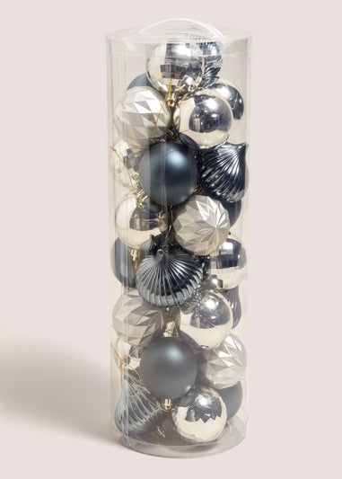 Wondrous 30 Pack Blue & Silver Baubles