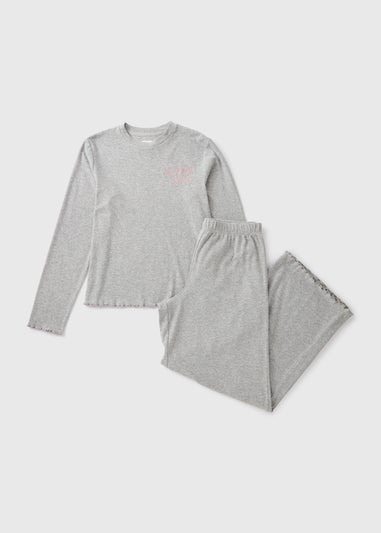 Grey Ribbed Pyjama Set