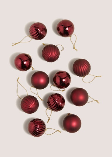 12 Pack Winter Poem Dark Red Baubles