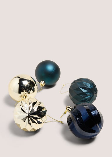 30 Pack Baubles Navy/Gold