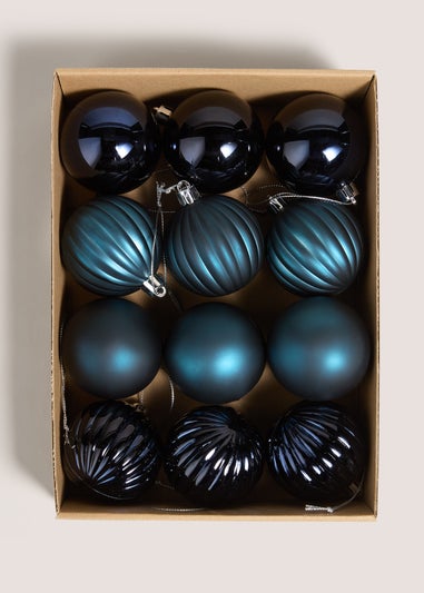 12 Pack Blue Baubles (25x19x6.5cm)