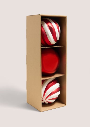 Red & White 3 Pack Candy Cane Baubles