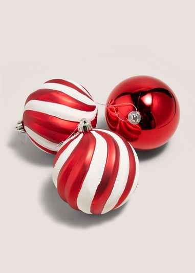 Red & White 3 Pack Candy Cane Baubles