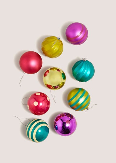 9 Pack Joyful Giant Multi Colour Joyful Baubles