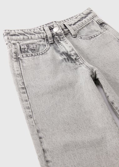 Girls Grey Wide Leg Jeans (7-15yrs)