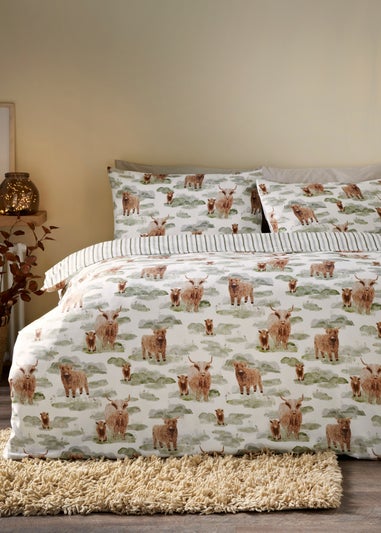 Green Highland Cow Duvet Set