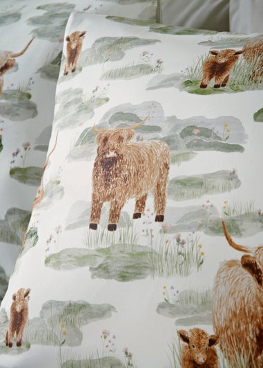 Green Highland Cow Duvet Set