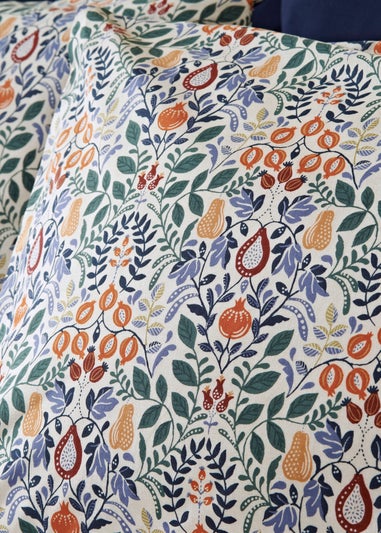 Blue Fruit Damask Duvet Set