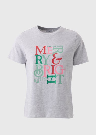 Grey Christmas Merry & Bright T-Shirt