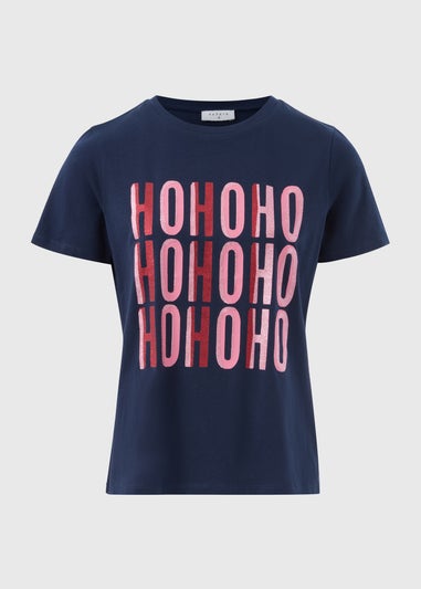 Navy Glitter Ho Ho Ho T-Shirt