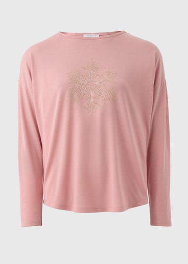 Pink Snowflake Long Sleeved Top