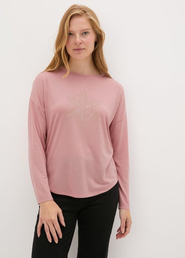 Pink Snowflake Long Sleeved Top