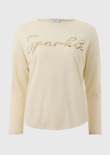 Cream Sparkle Long Sleeve Top