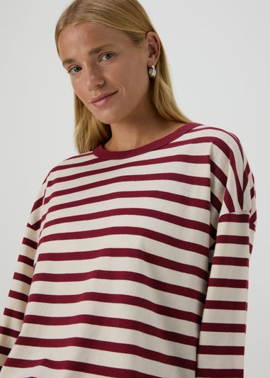 Burgundy Relaxed Striped T-Shirt