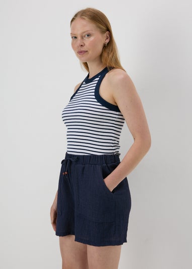 Navy Soft Textured Shorts