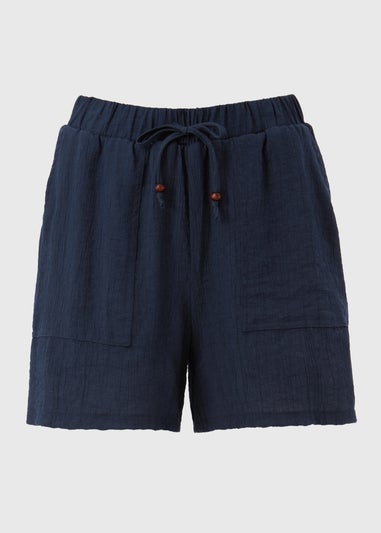 Navy Soft Textured Shorts