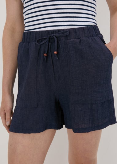 Navy Soft Textured Shorts