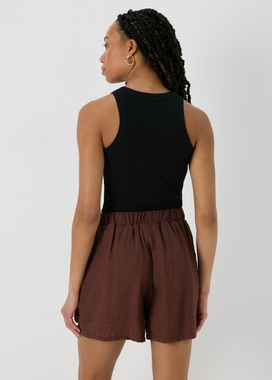 Brown Soft Textured Shorts