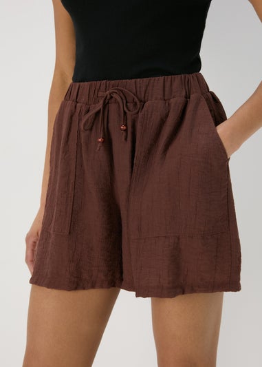 Brown Soft Textured Shorts