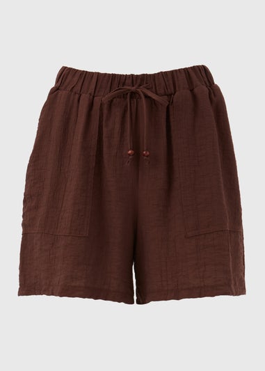 Brown Soft Textured Shorts