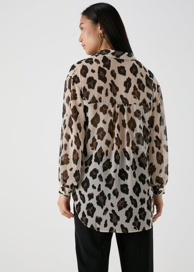 Et Vous Beige Leopard Print Shirt