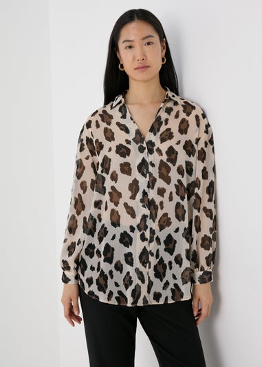 Et Vous Beige Leopard Print Shirt