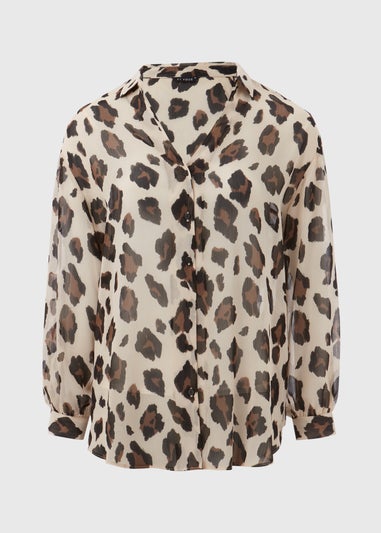 Et Vous Beige Leopard Print Shirt