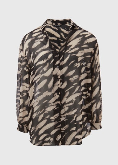 Et Vous Black Brush Print Shirt