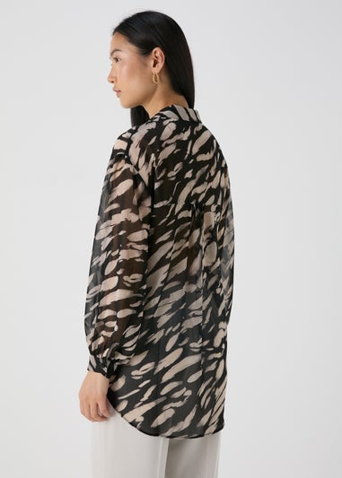 Et Vous Black Brush Print Shirt