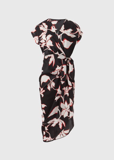 Black Floral Wrap Dress