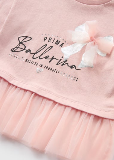 Girls Pink Ballerina Mesh Top (1-7yrs)