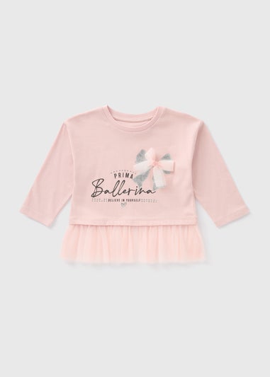 Girls Pink Ballerina Mesh Top (1-7yrs)