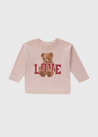 Girls Pink Bear Long Sleeve Top (1-7yrs)