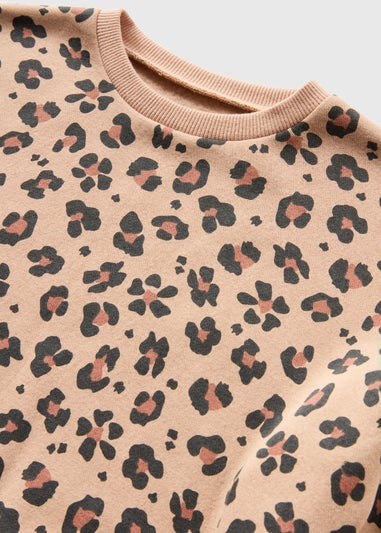 Girls Brown Leopard Print Sweatshirt (1-7yrs)