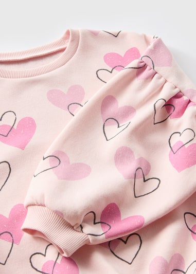 Girls Pink Heart Sweatshirt (1-7yrs)