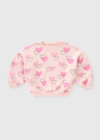 Girls Pink Heart Sweatshirt (1-7yrs)