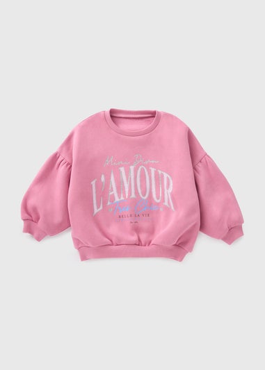 Girls Pink L'Amour Sweatshirt (1-7yrs)