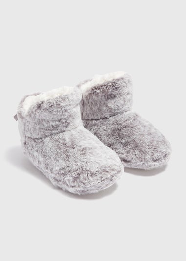 Grey Fur Boot Slipper (Younger 10-Older 5)