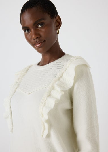 Cream Pointelle Frill Jumper