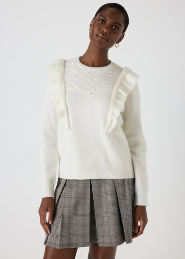 Cream Pointelle Frill Jumper